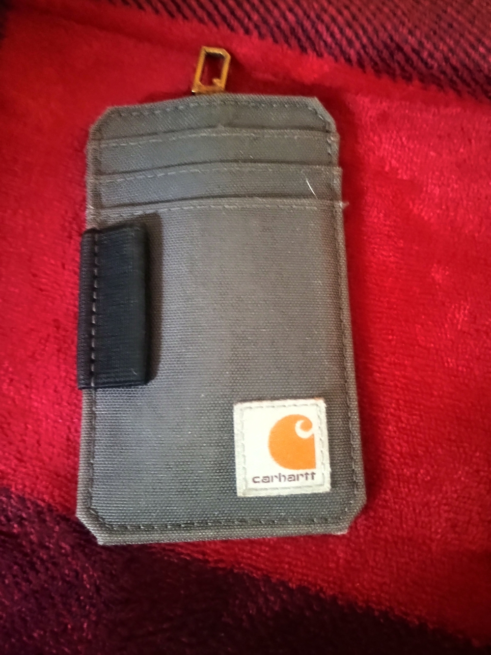 Carhartt Gray Card Wallet with Orange Logo